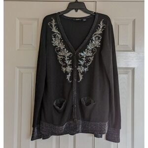 Miss Me Sweater Women's S Sequenced Metal Embellishment Long Sleeves Cardigan